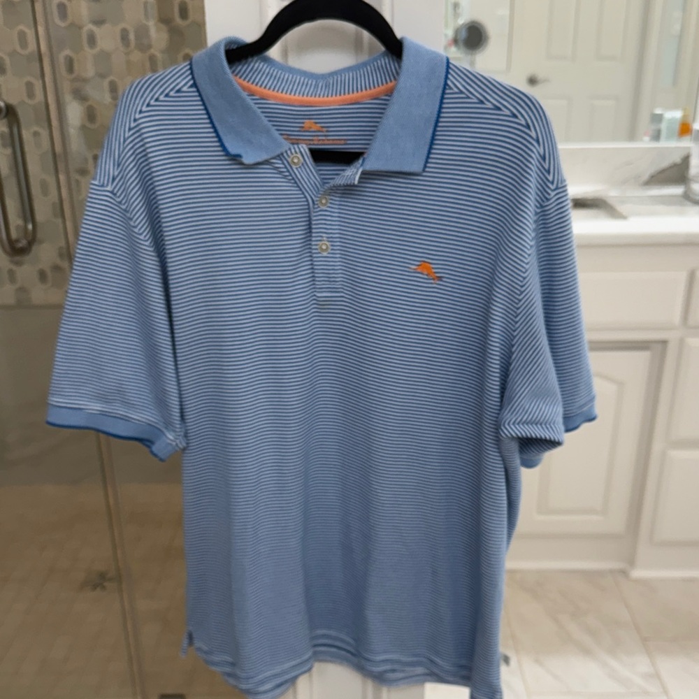 Tommy Bahama XL Blue Striped Polo Shirt